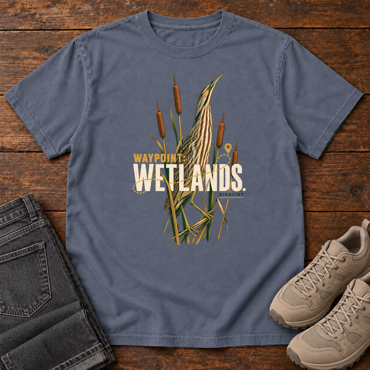 Waypoint Wetlands Bittern T-Shirt in Denim