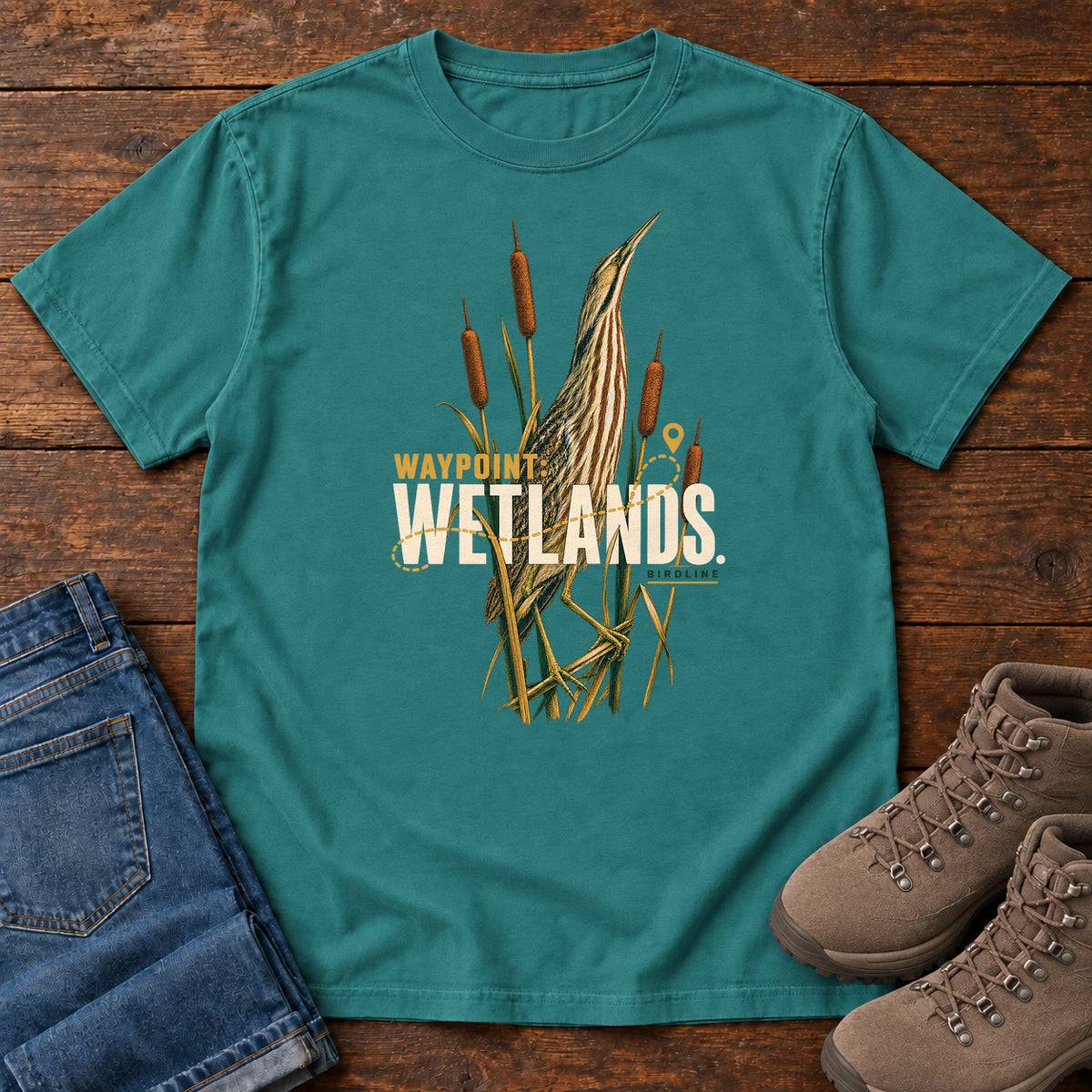 Waypoint Wetlands Bittern T-Shirt in Emerald