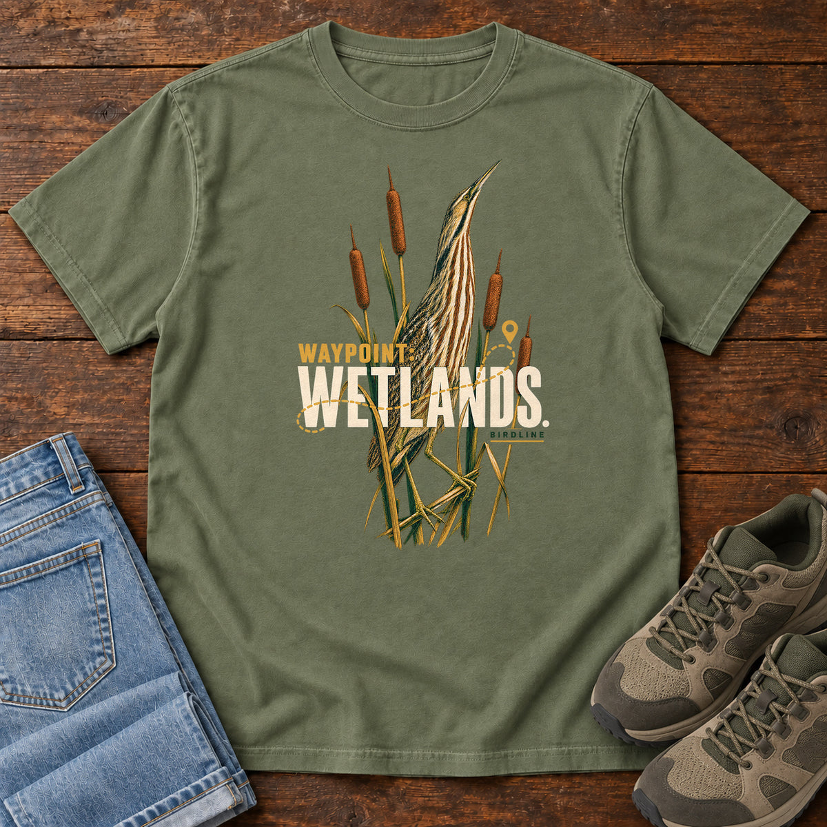 Waypoint Wetlands Bittern T-Shirt in Moss