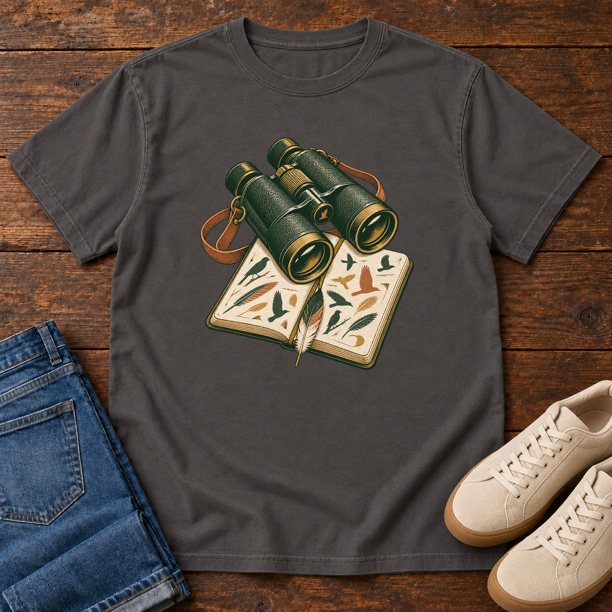 Binoculars & Field Guide T-Shirt in Graphite