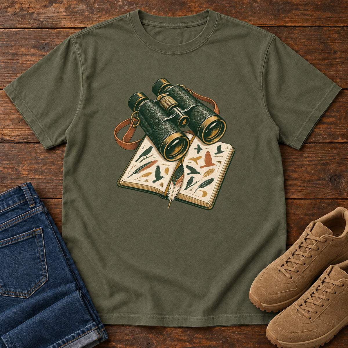 Binoculars & Field Guide T-Shirt in Sage