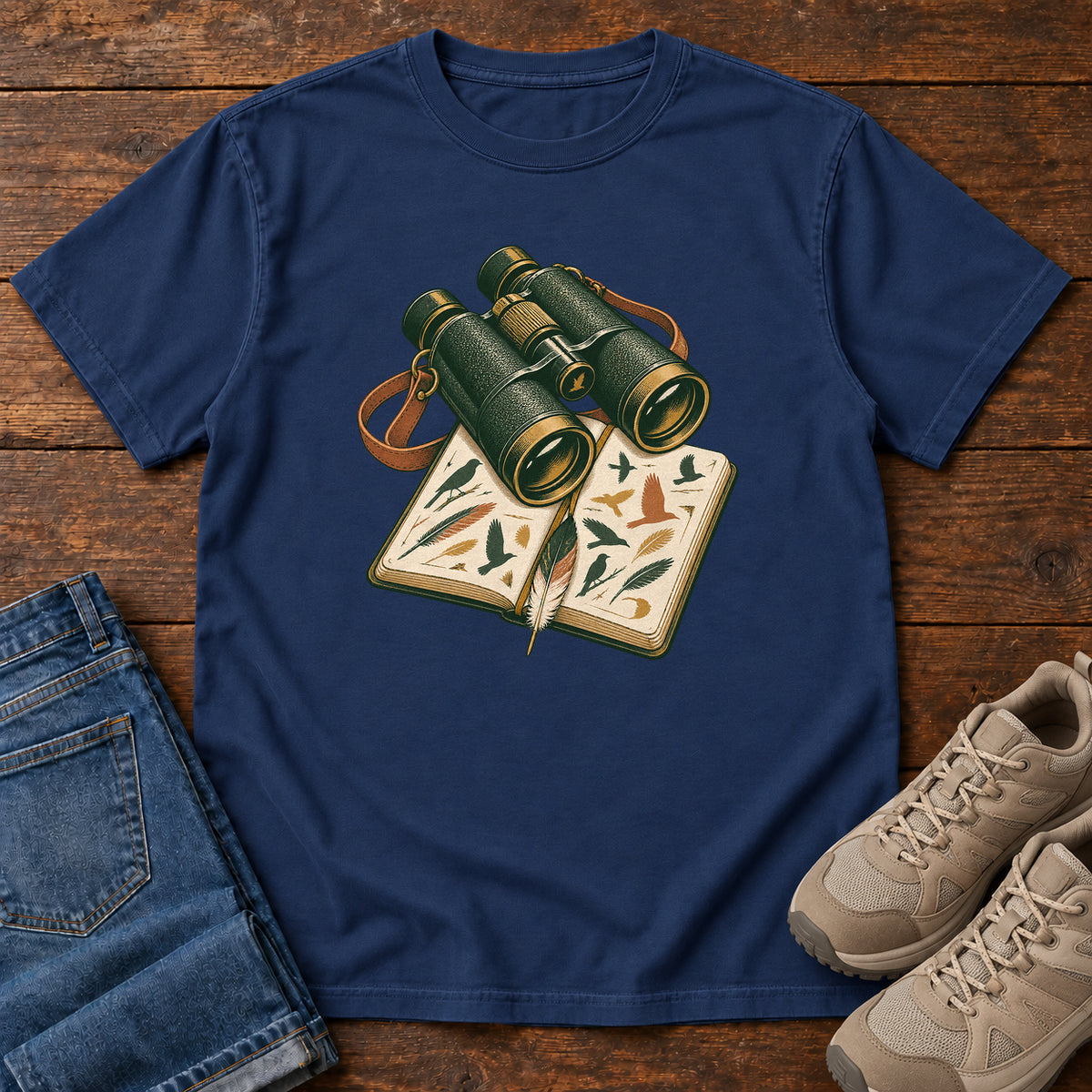 Binoculars & Field Guide T-Shirt in True Navy