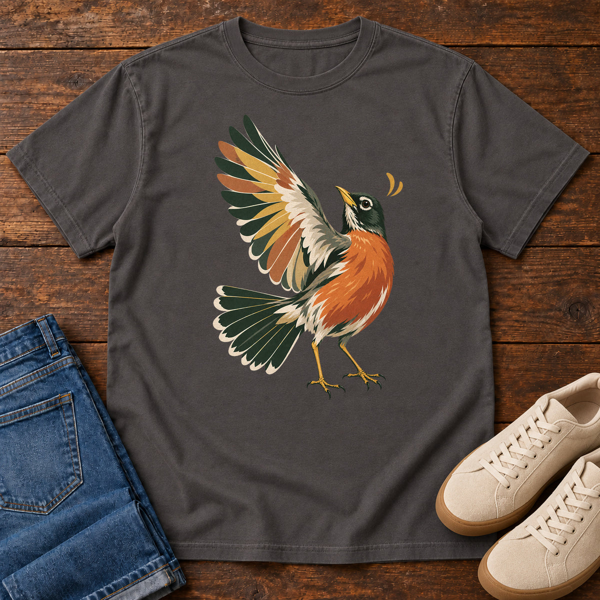 Robin in Flight T-Shirt in Graphite