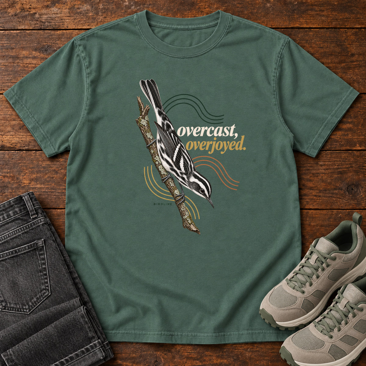 Overcast Overjoyed Nuthatch T-Shirt in Blue Spruce
