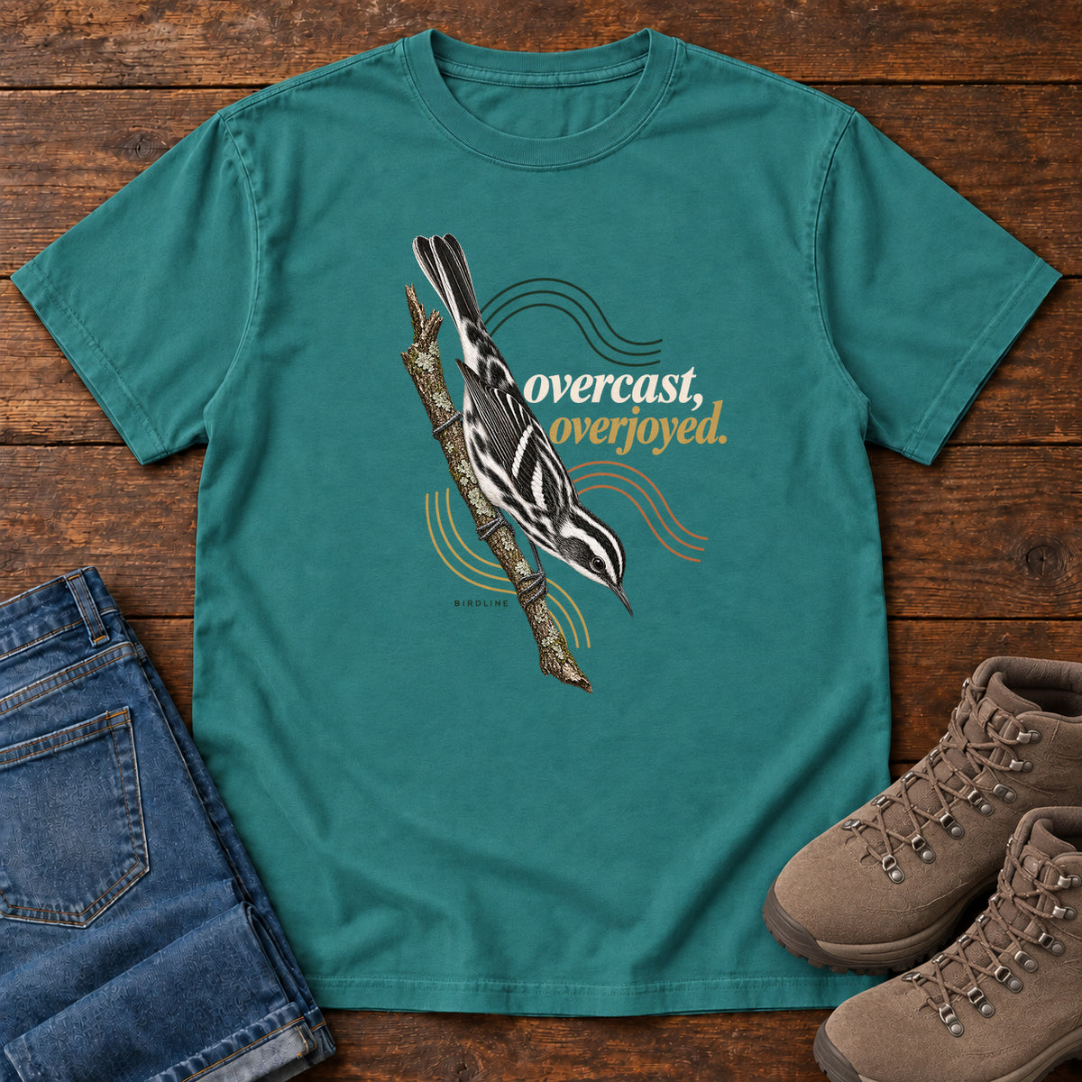 Overcast Overjoyed Nuthatch T-Shirt in Emerald