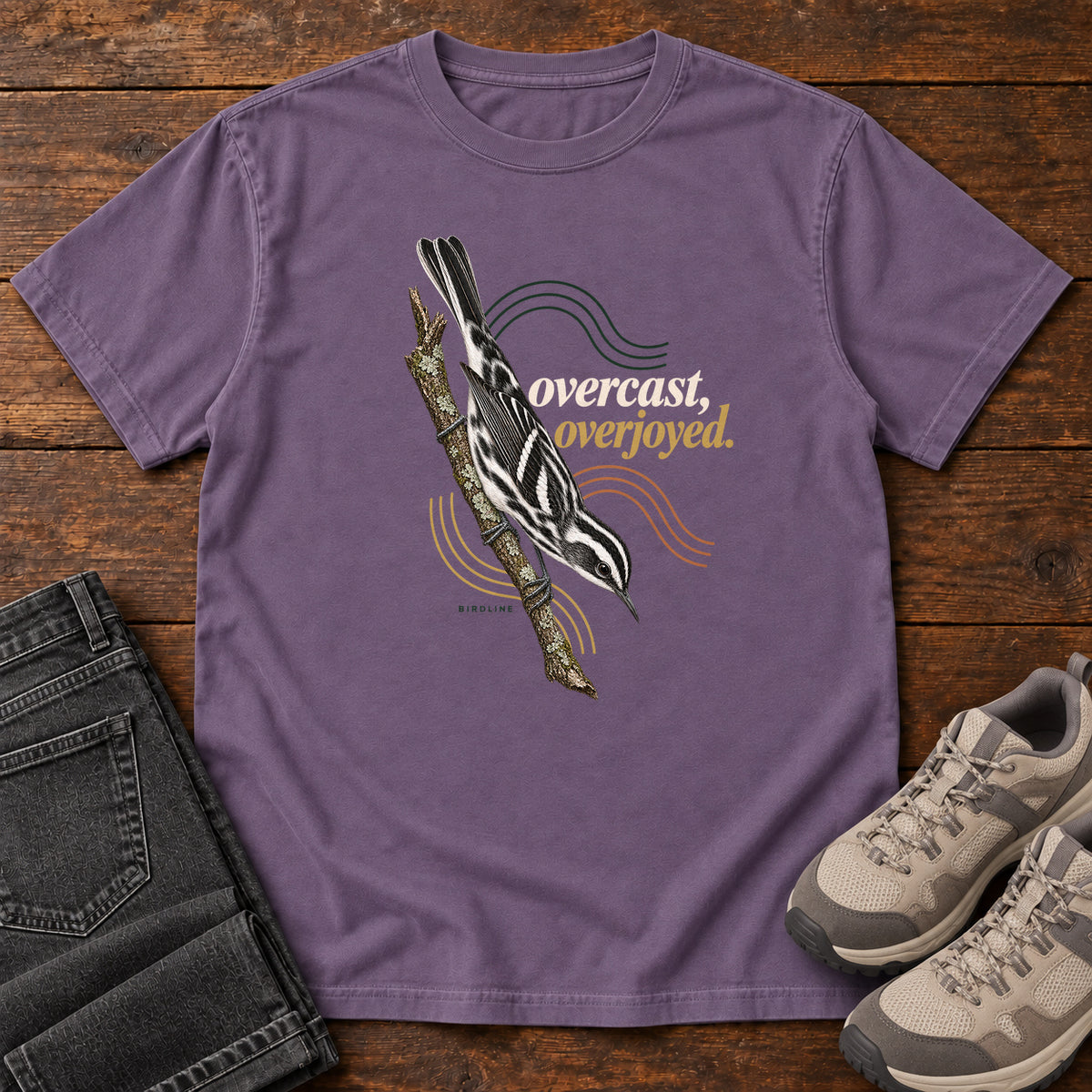 Overcast Overjoyed Nuthatch T-Shirt in Grape