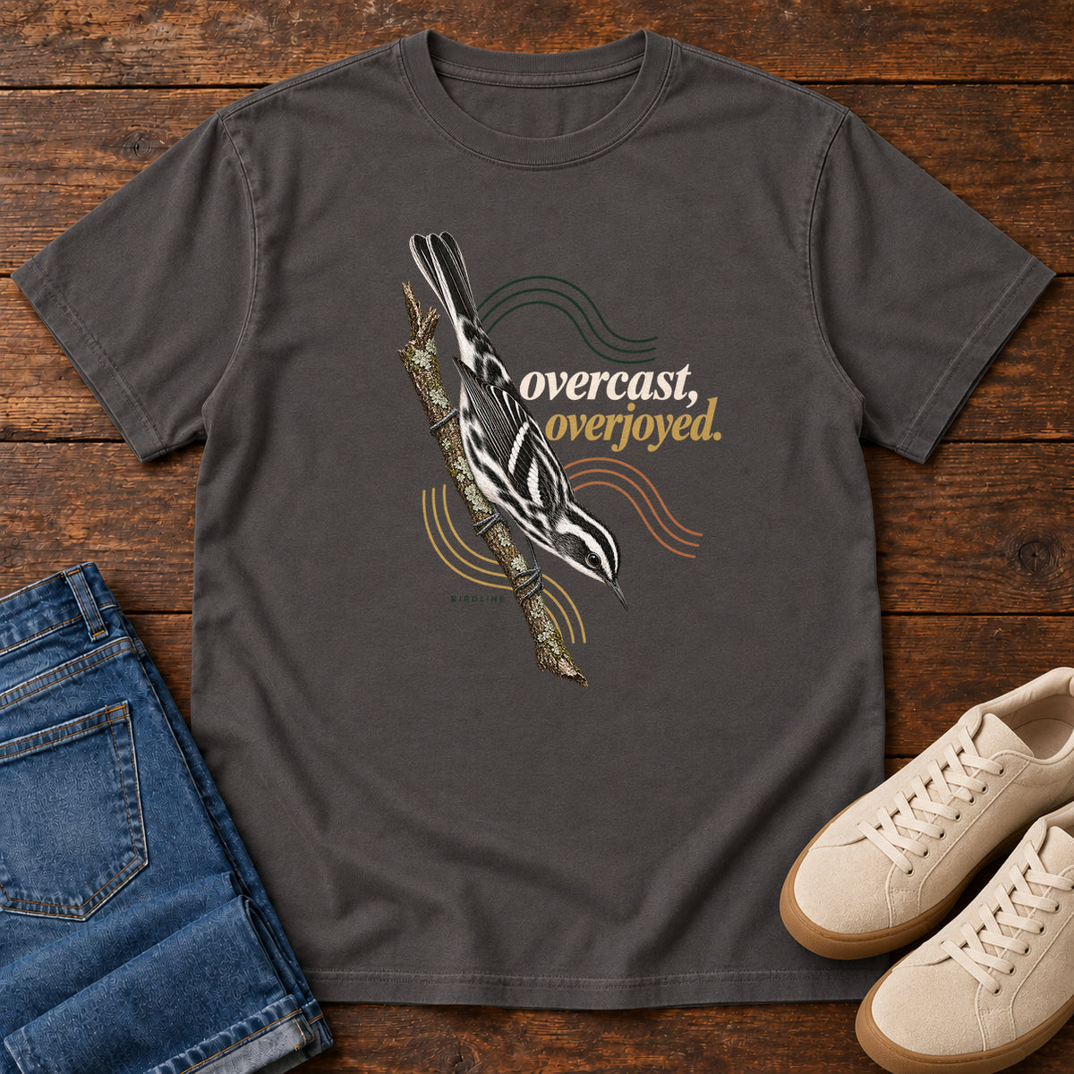 Overcast Overjoyed Nuthatch T-Shirt in Graphite