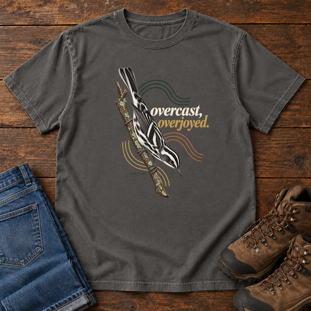 Overcast Overjoyed Nuthatch T-Shirt in Pepper