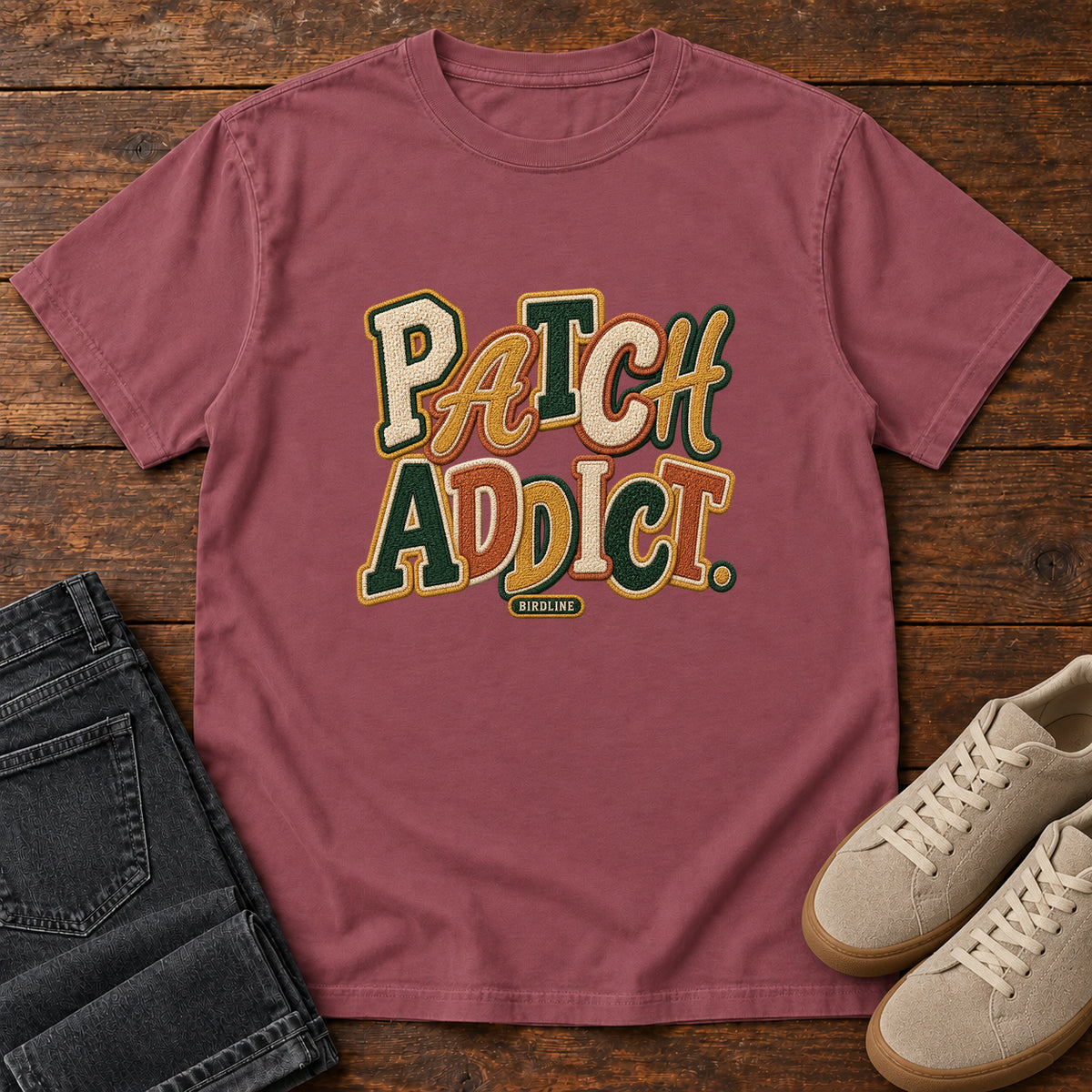 Patch Addict T-Shirt in Brick
