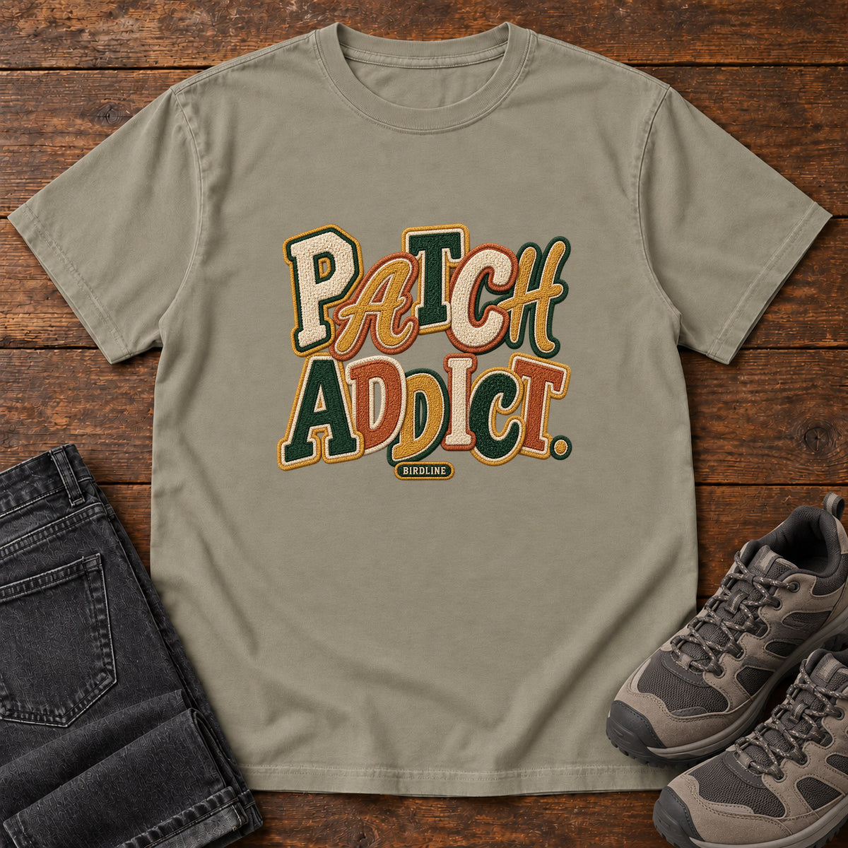 Patch Addict T-Shirt in Sandstone