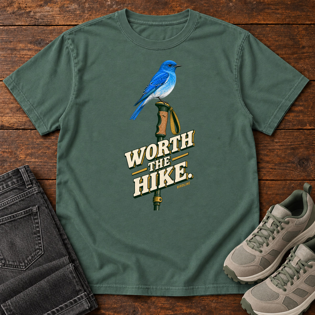 Worth the Hike Bluebird T-Shirt in Blue Spruce