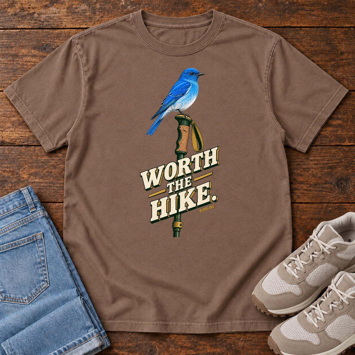 Worth the Hike Bluebird T-Shirt in Espresso