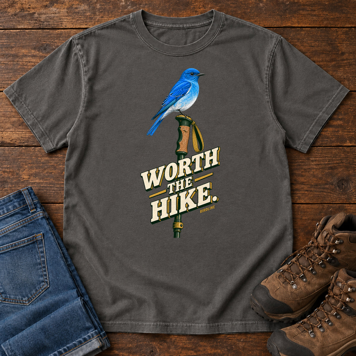Worth the Hike Bluebird T-Shirt in Pepper