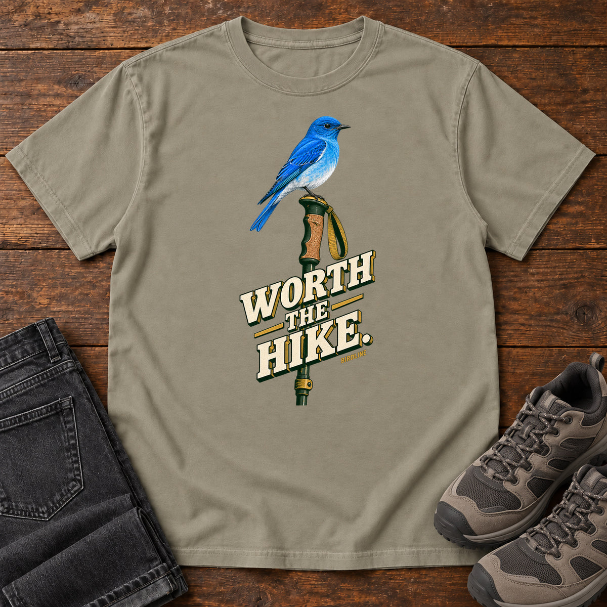 Worth the Hike Bluebird T-Shirt in Sandstone