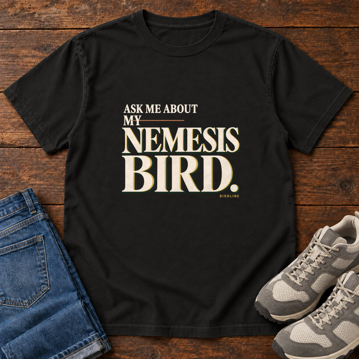 Ask Me About My Nemesis Bird T-Shirt in Black