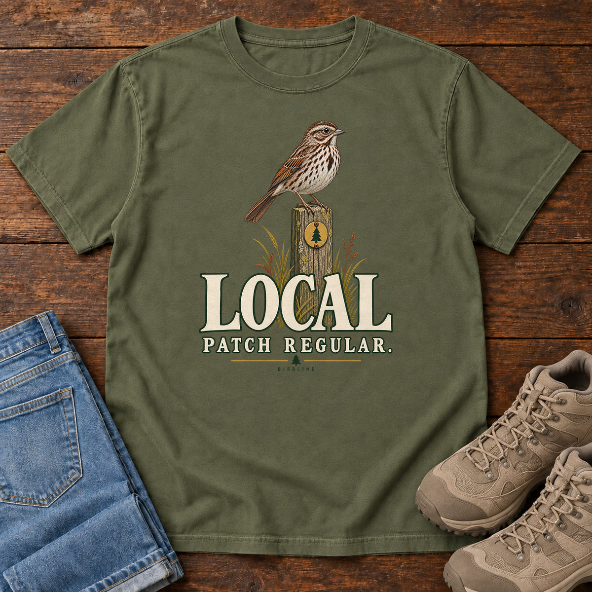 Local Patch Regular Sparrow T-Shirt in Hemp