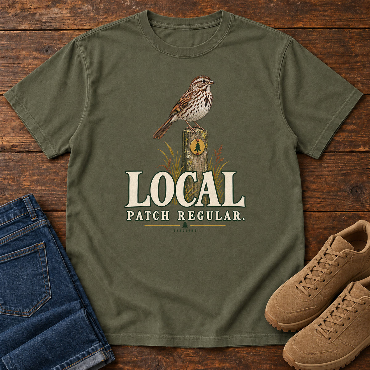 Local Patch Regular Sparrow T-Shirt in Sage
