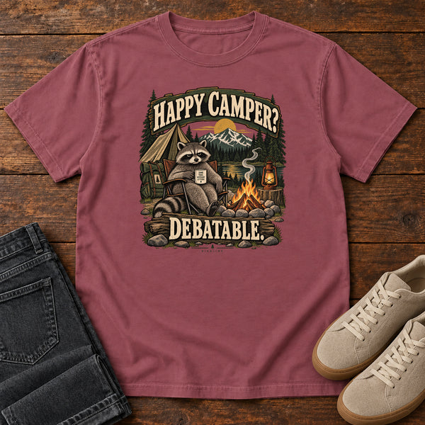 Happy Camper Debatable T-Shirt in Brick, front view