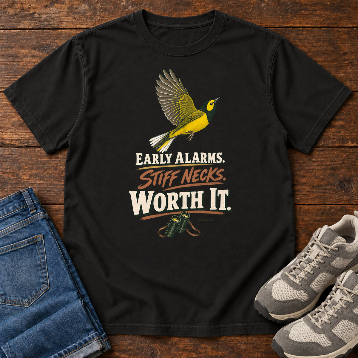 Early Alarms Stiff Necks Worth It Oriole T-Shirt in Black