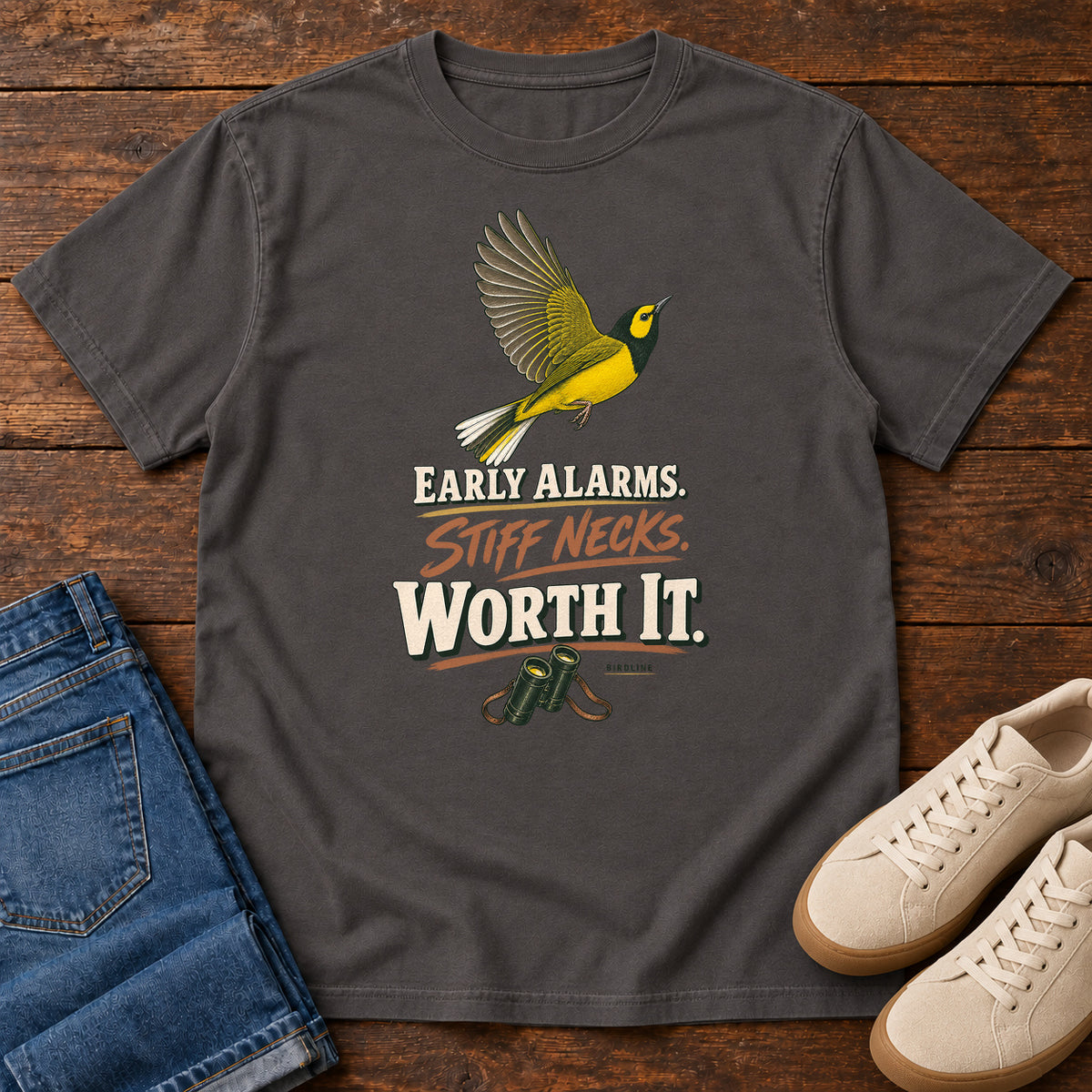 Early Alarms Stiff Necks Worth It Oriole T-Shirt in Graphite