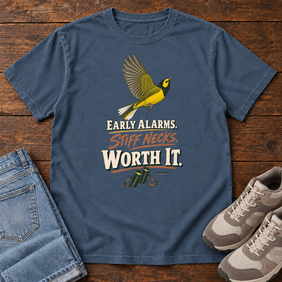 Early Alarms Stiff Necks Worth It Oriole T-Shirt in Midnight