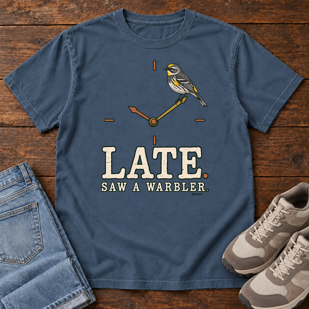 Late Saw a Warbler T-Shirt in Midnight