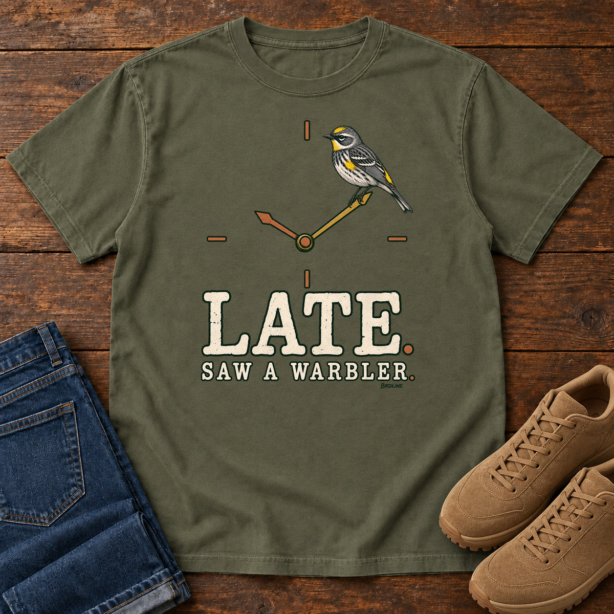 Late Saw a Warbler T-Shirt in Sage