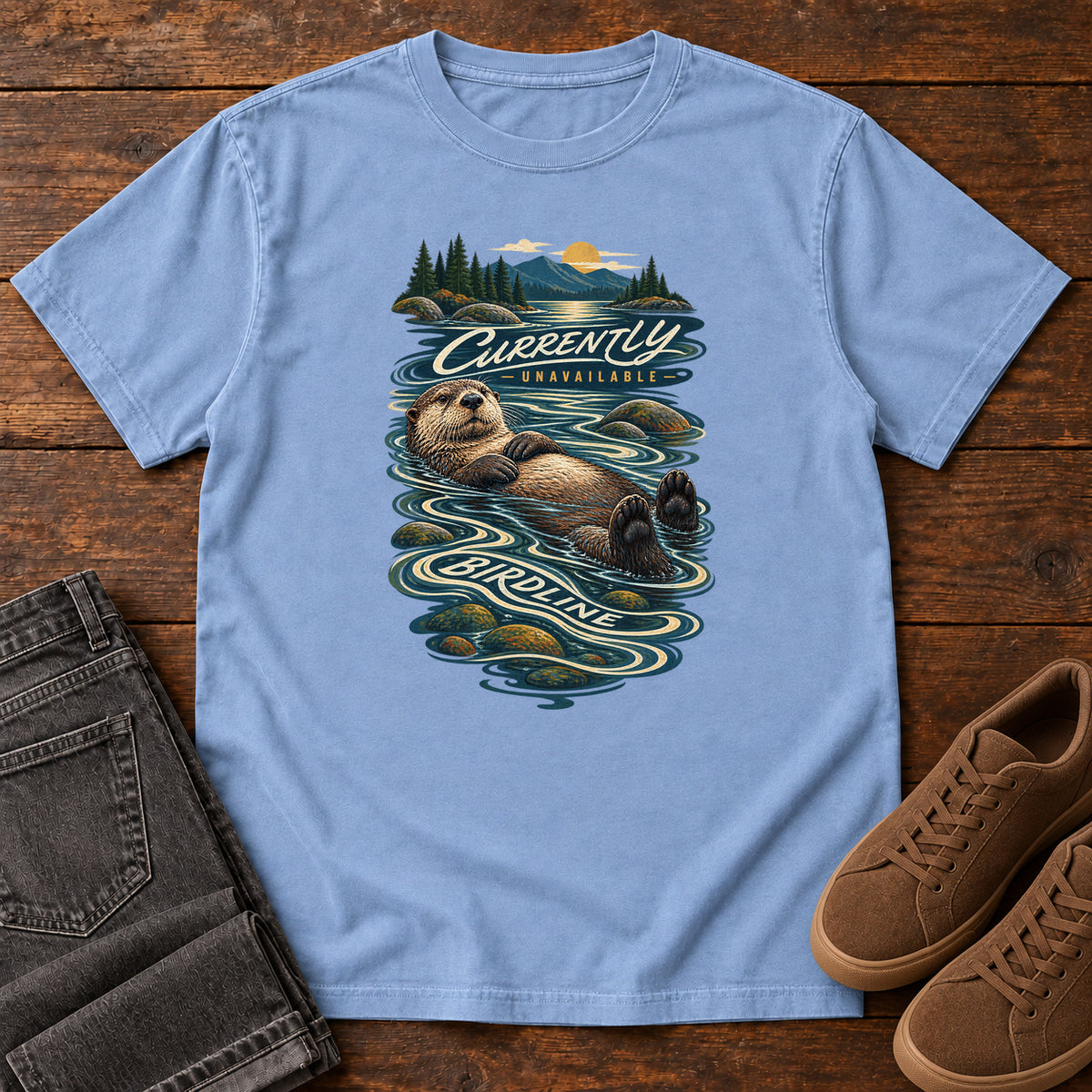 Currently Unavailable Otter T-Shirt in Washed Denim