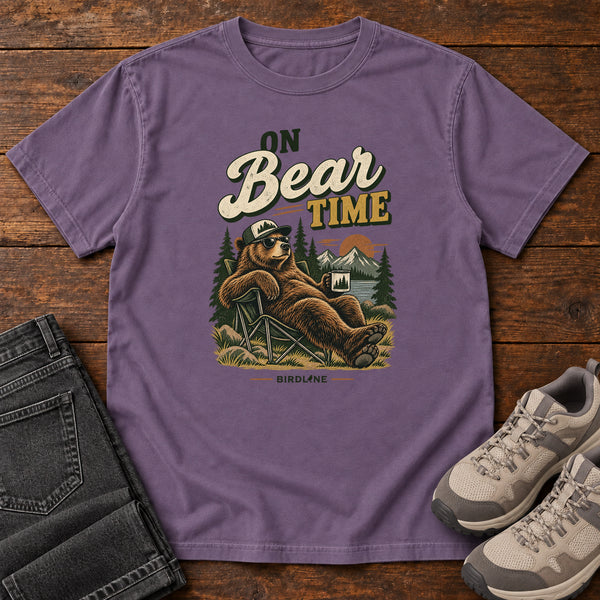 On Bear Time T-Shirt in Grape, front view