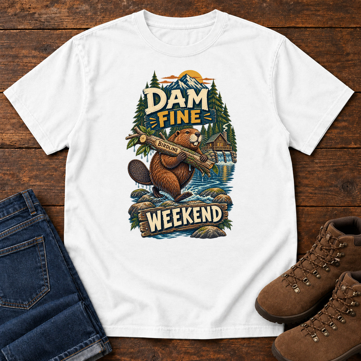 Dam Fine Weekend Beaver T-Shirt in White