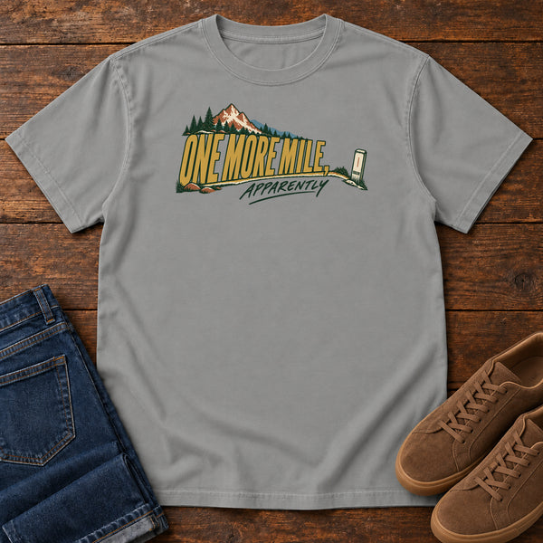 One More Mile Apparently T-Shirt in Grey, front view