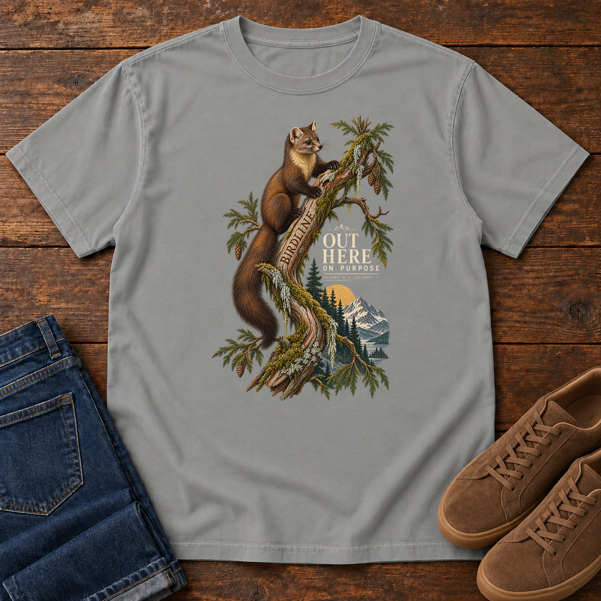 Out Here on Purpose Squirrel T-Shirt in Grey