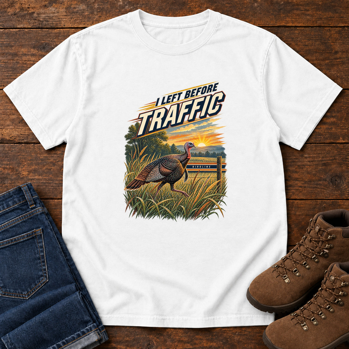 I Left Before Traffic Turkey T-Shirt in White, left side