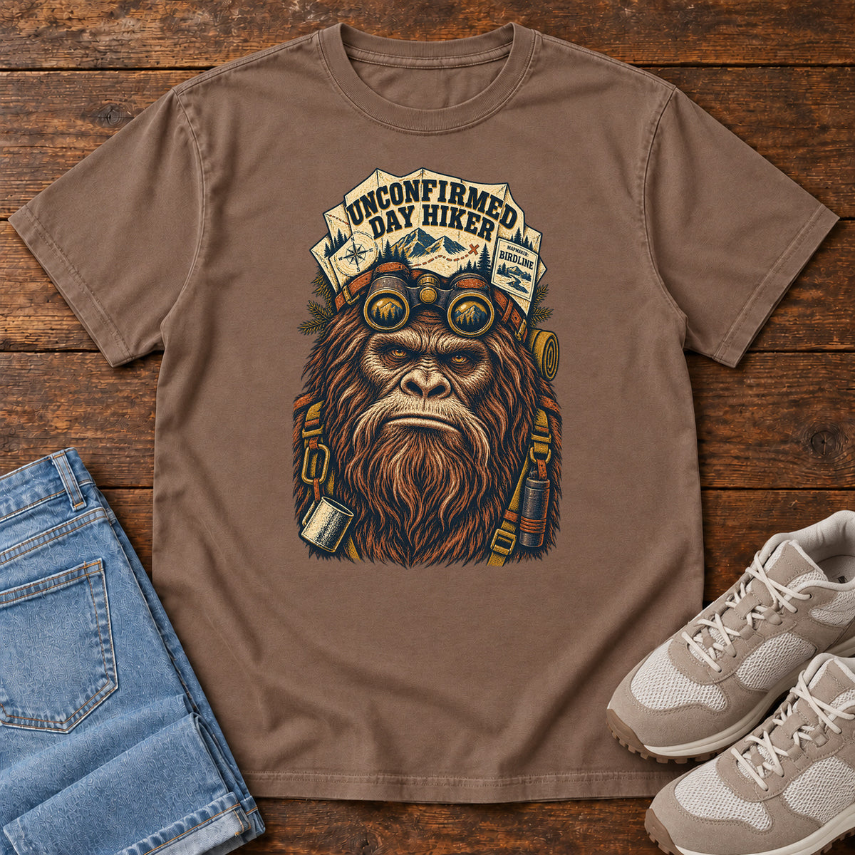 Unconfirmed Day Hiker Bigfoot T-Shirt in Espresso