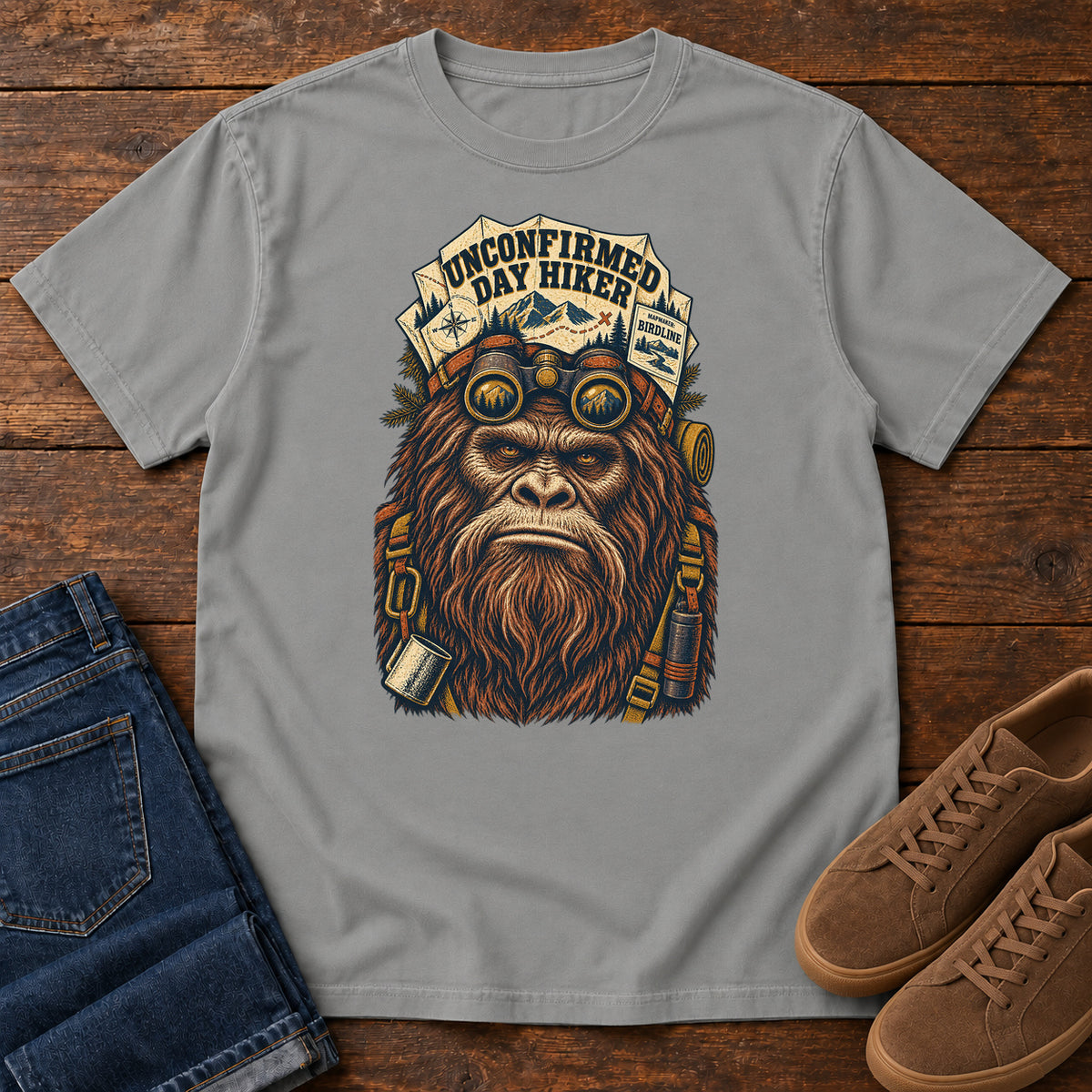 Unconfirmed Day Hiker Bigfoot T-Shirt in Grey