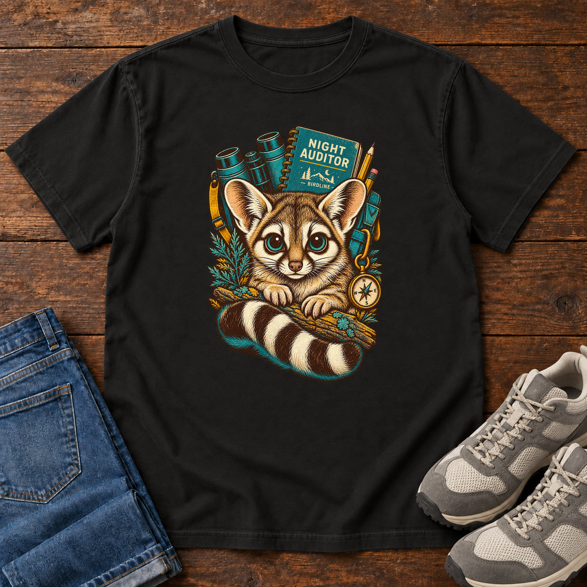Night Auditor Ringtail T-Shirt in Black