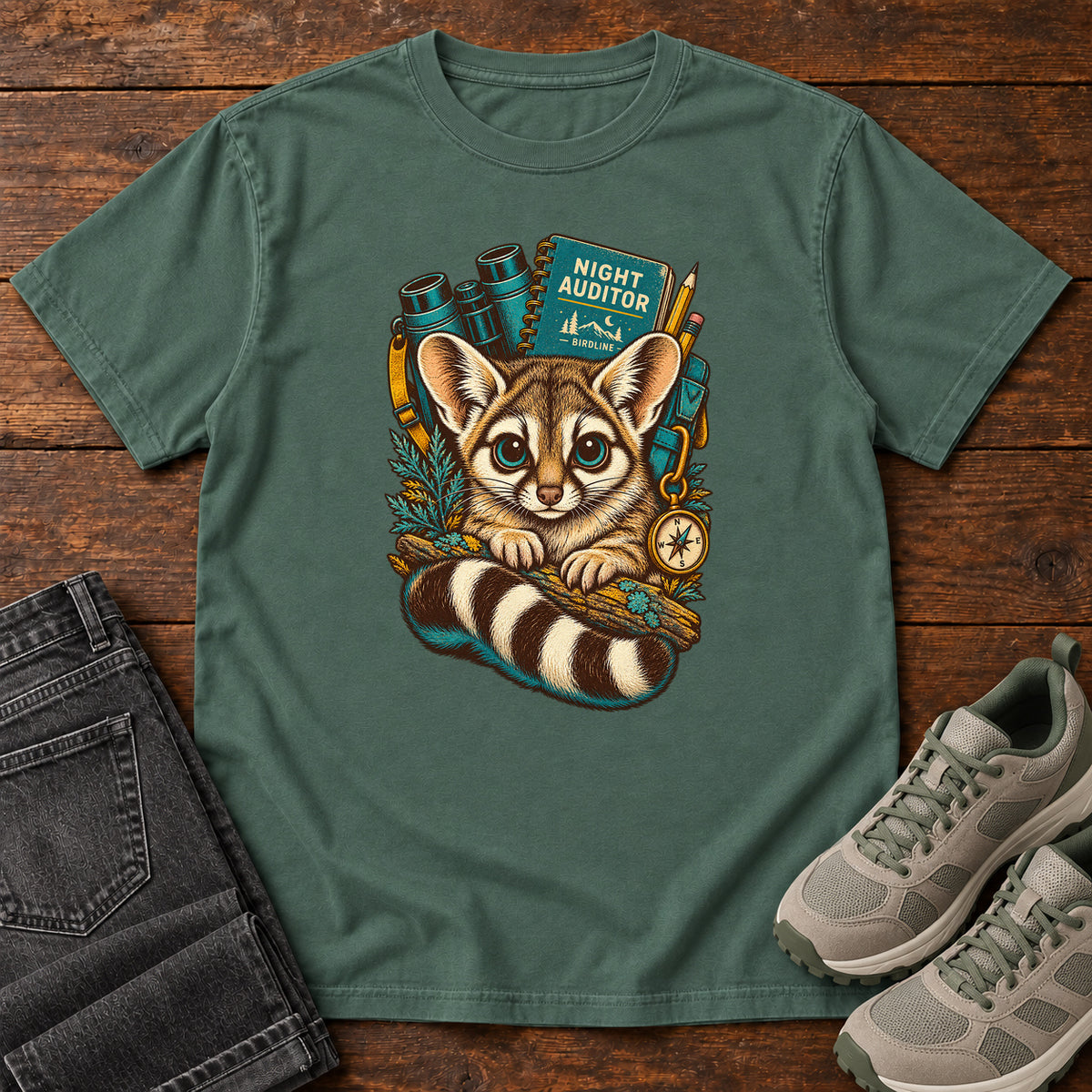 Night Auditor Ringtail T-Shirt in Blue Spruce