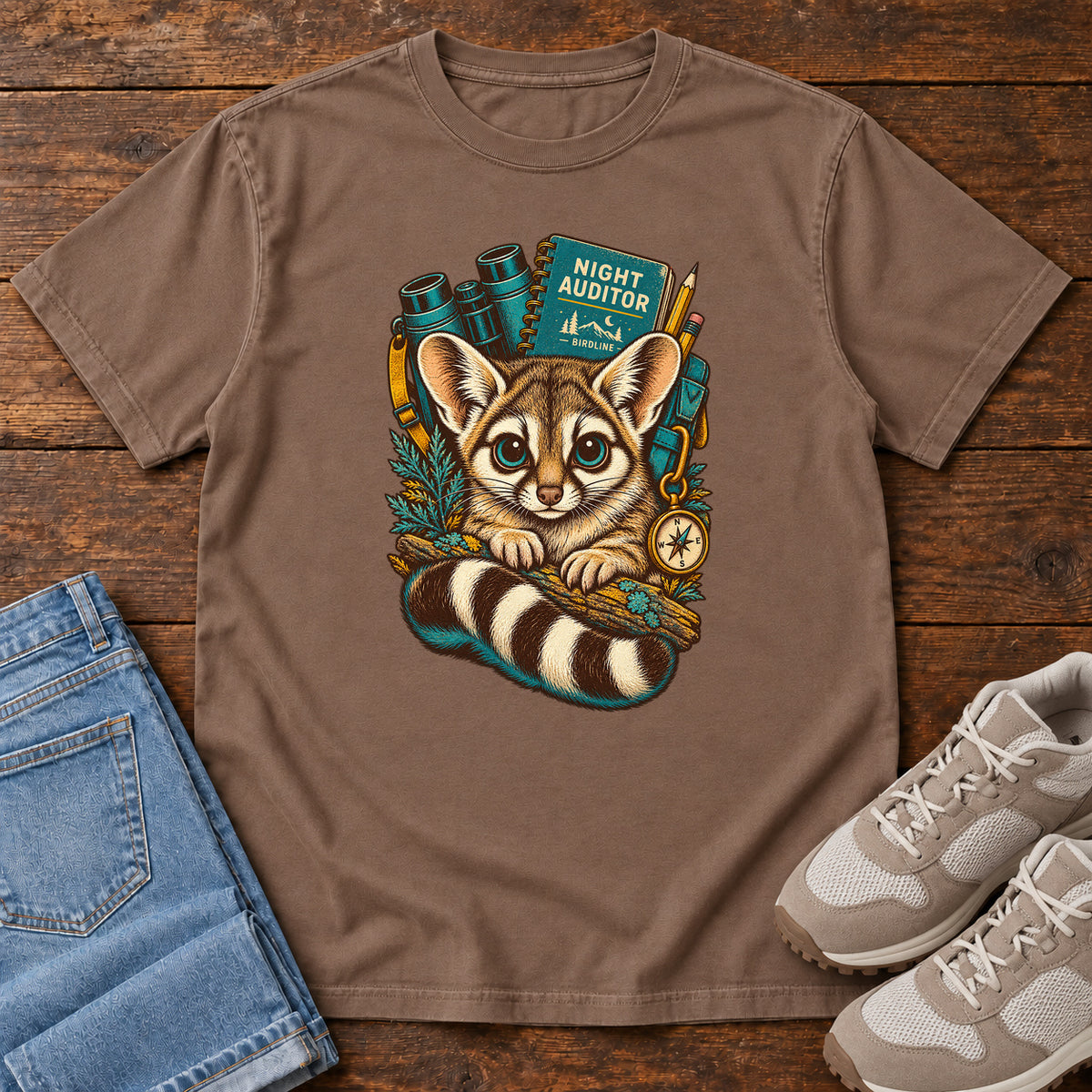 Night Auditor Ringtail T-Shirt in Espresso