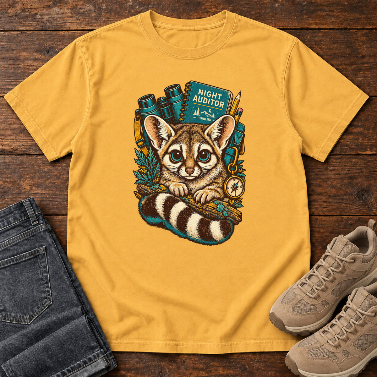 Night Auditor Ringtail T-Shirt in Mustard