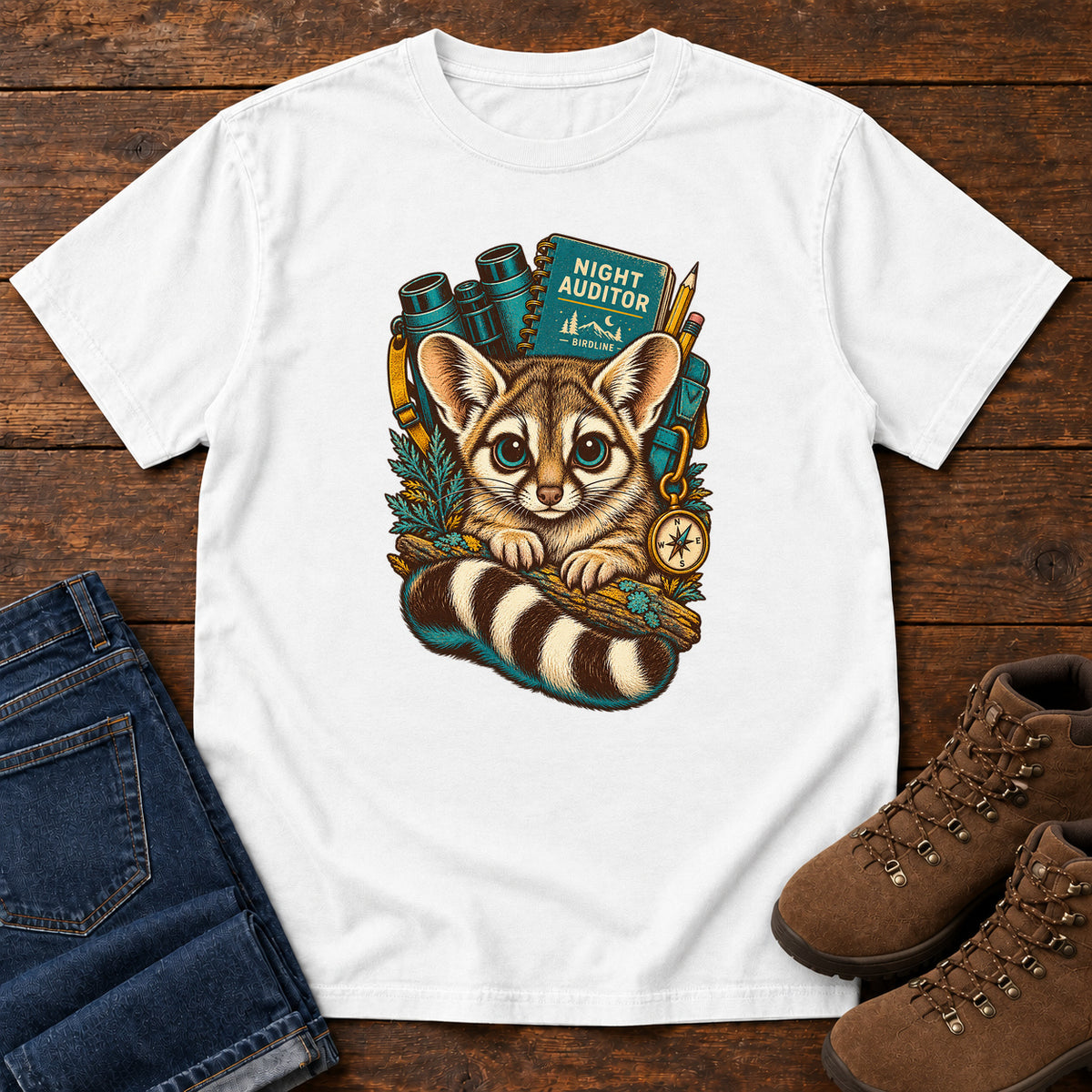 Night Auditor Ringtail T-Shirt in White