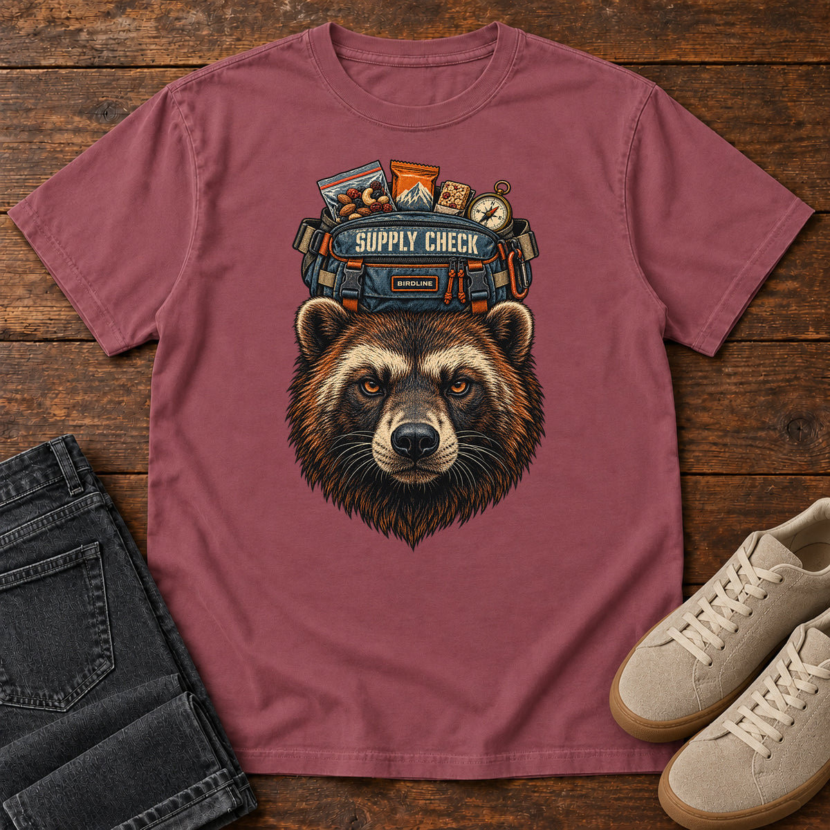 Supply Check Bear T-Shirt in Brick