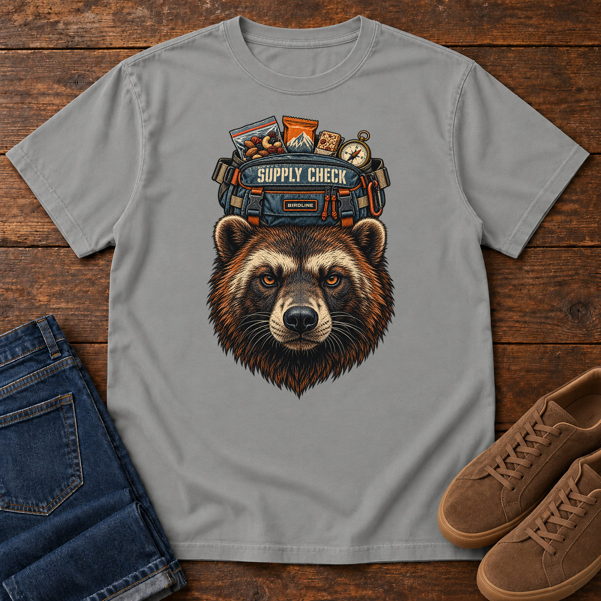 Supply Check Bear T-Shirt in Grey