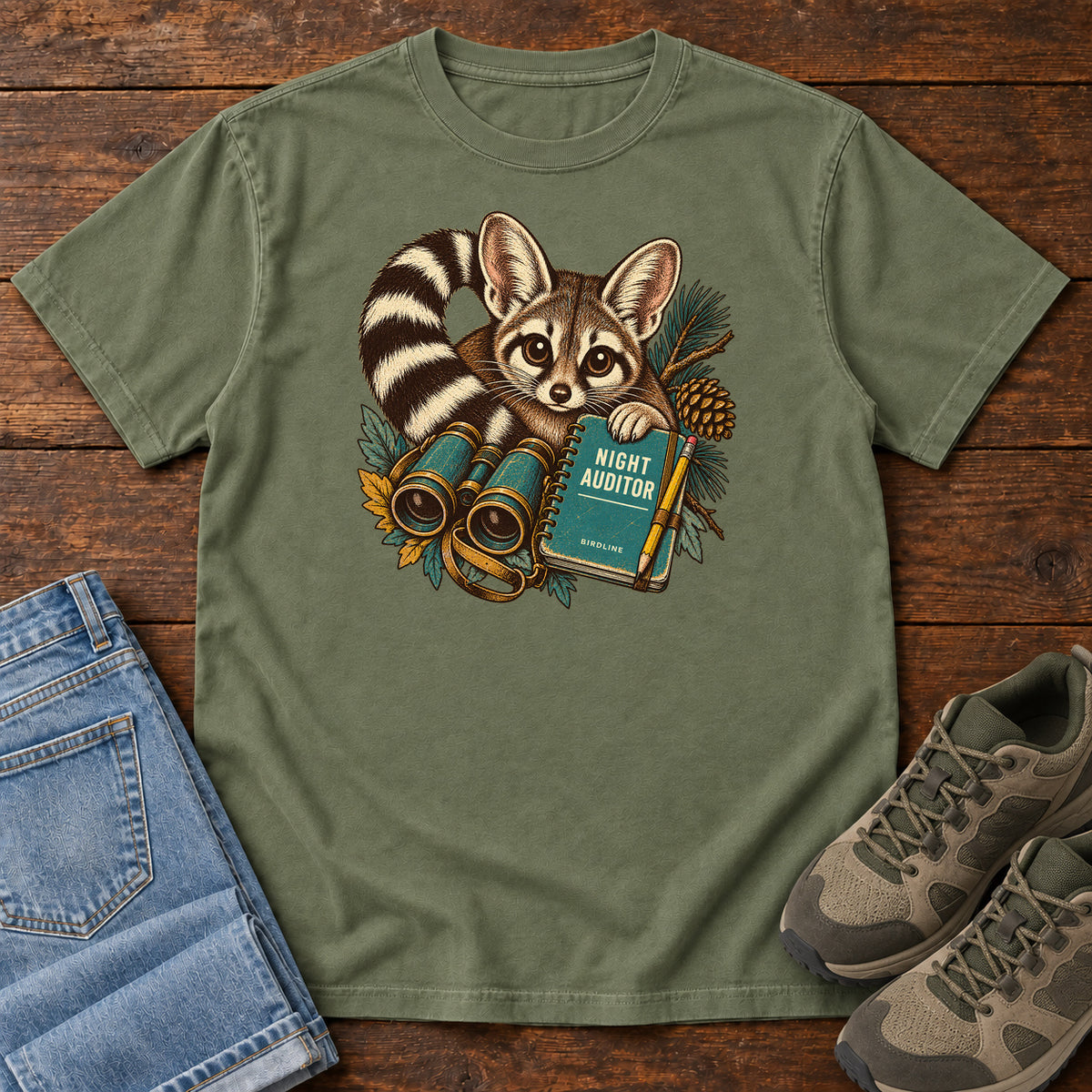 Night Auditor Ringtail Field Kit T-Shirt in Moss