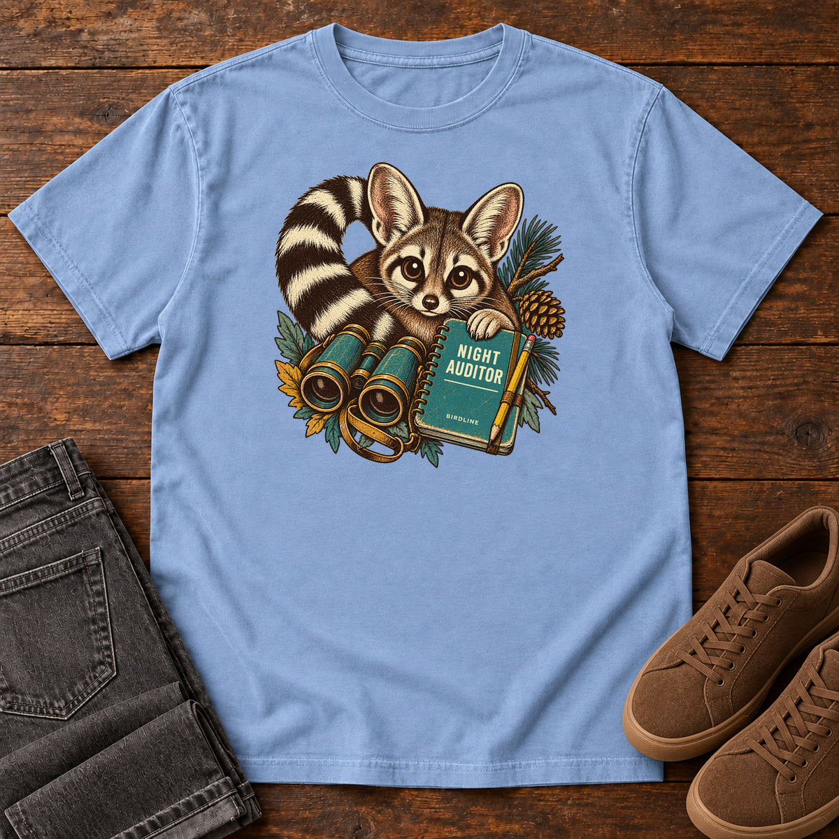 Night Auditor Ringtail Field Kit T-Shirt in Washed Denim