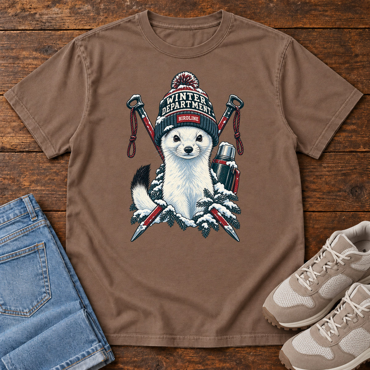 Winter Department Stoat T-Shirt in Espresso