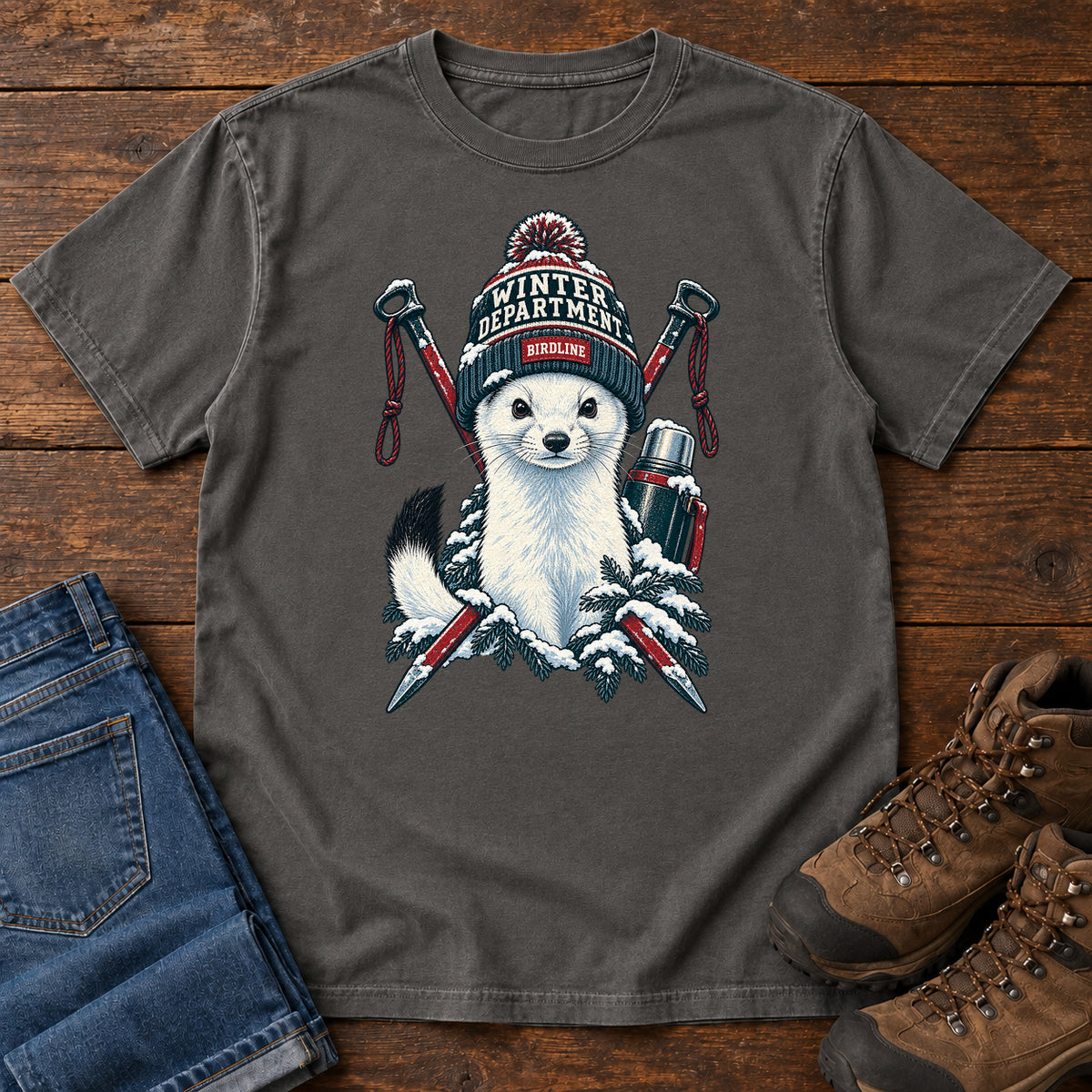 Winter Department Stoat T-Shirt in Pepper