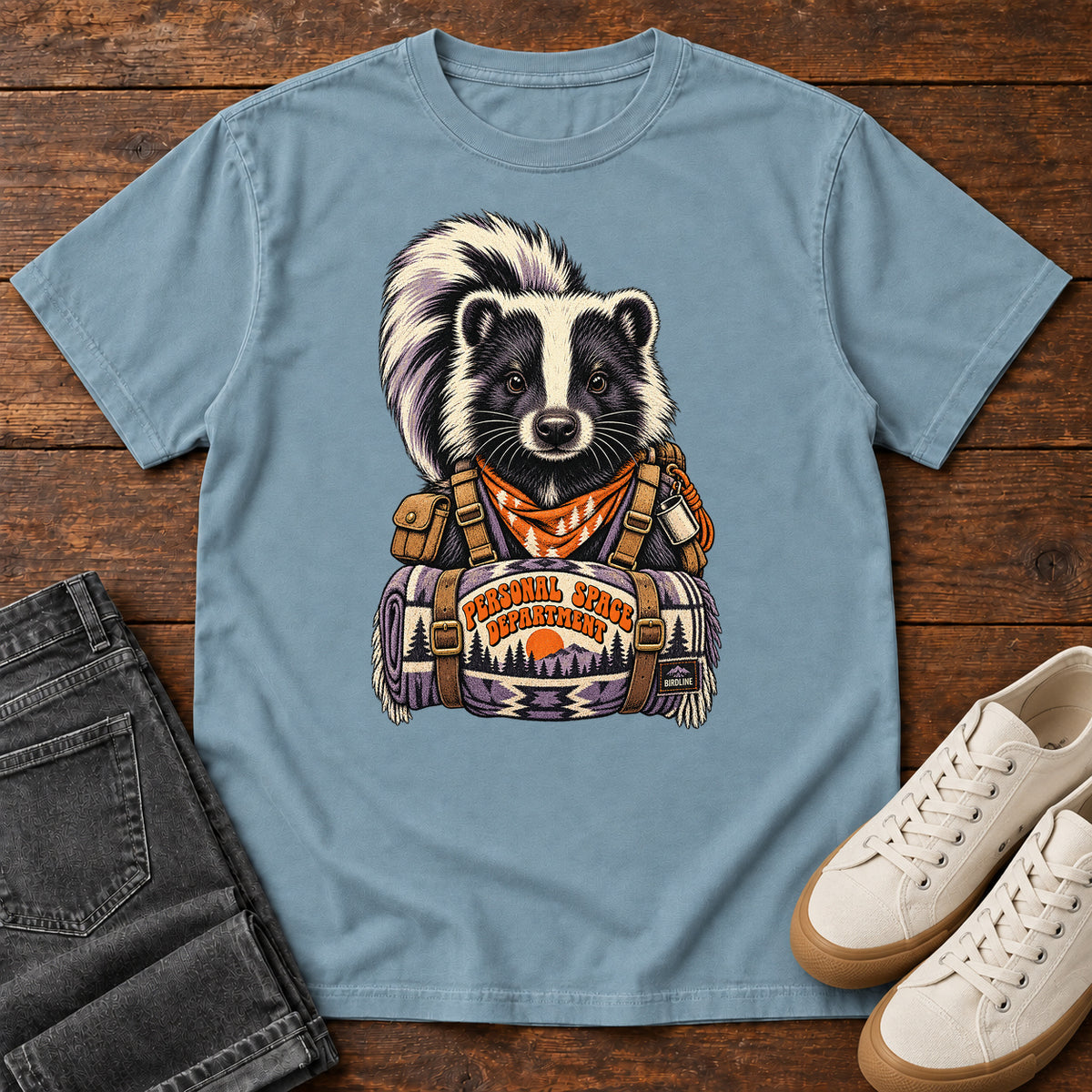 Personal Space Department Skunk T-Shirt in Ice Blue