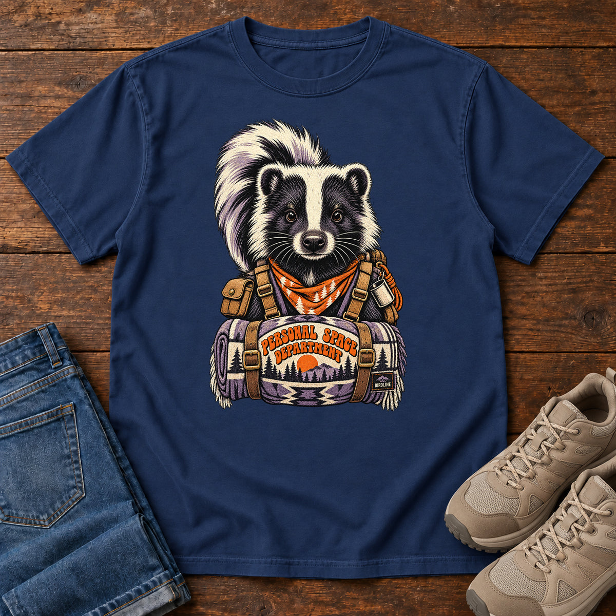 Personal Space Department Skunk T-Shirt in True Navy