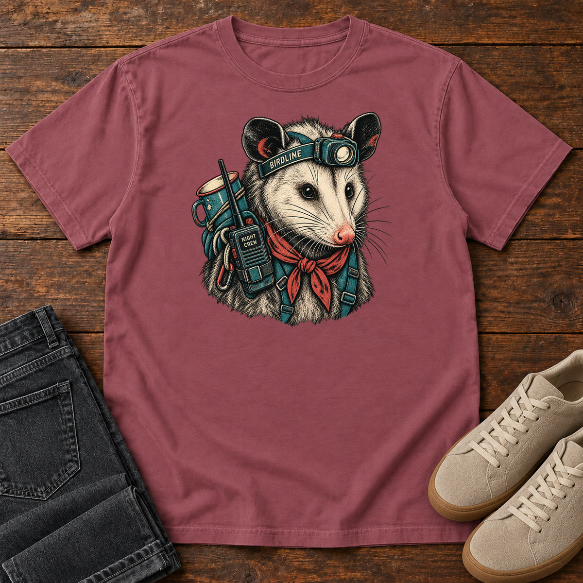Night Crew Opossum T-Shirt in Brick