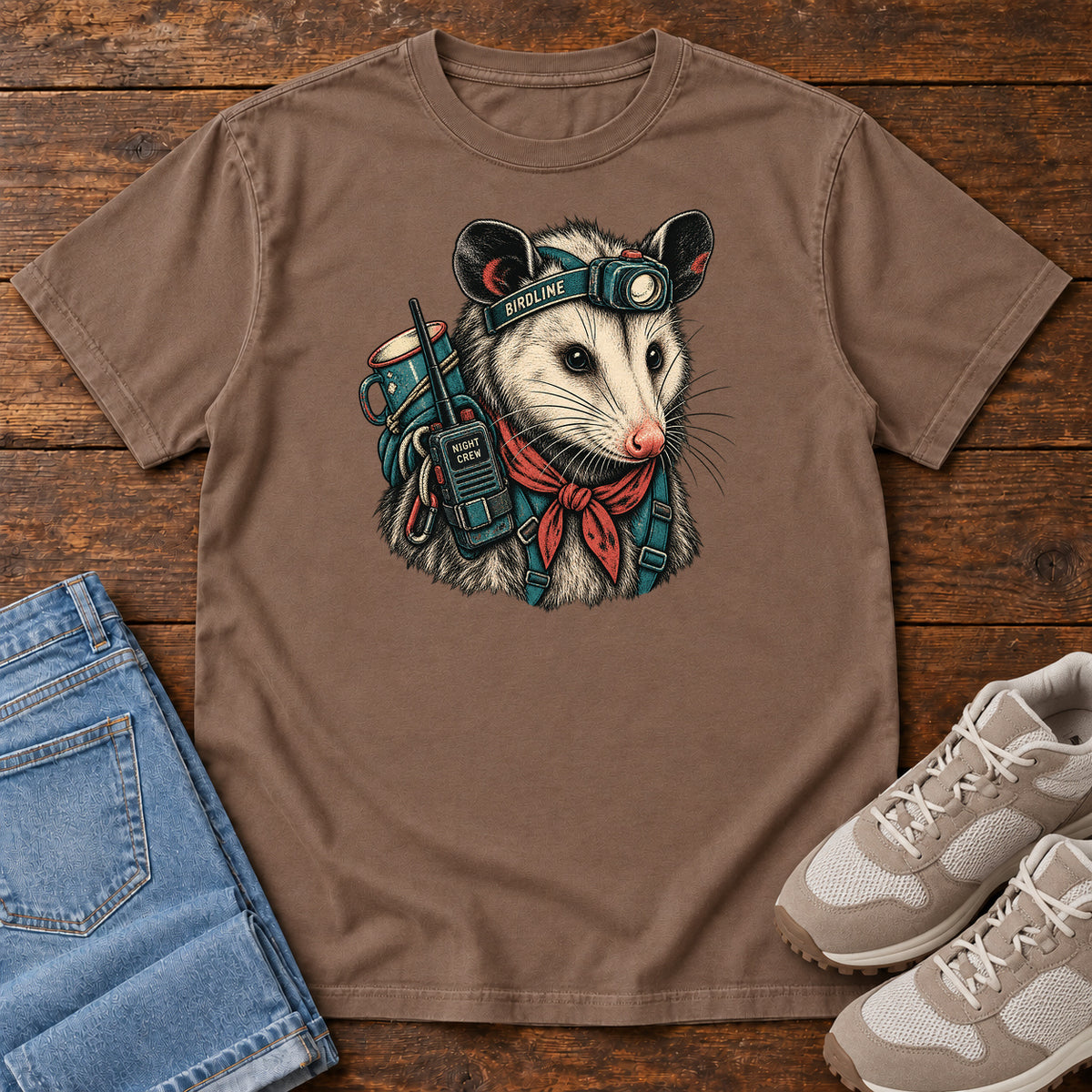 Night Crew Opossum T-Shirt in Espresso